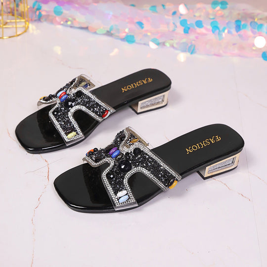 Damen Glamouröse Slipper mit funkelndem Dekor und bequemer Sohle R&B