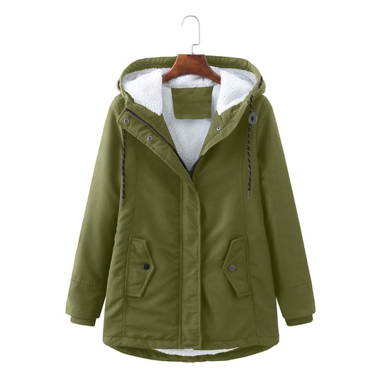 Damen warme Fleecegefütterte Parka-Jacke mit verstellbarem Taillenzug R&B