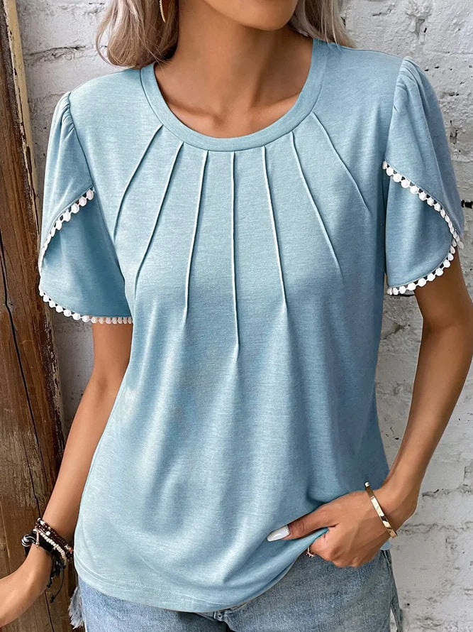 Damen Blusenshirt mit dekorativen Falten und eleganten Ärmelakzenten Heidi-Mode