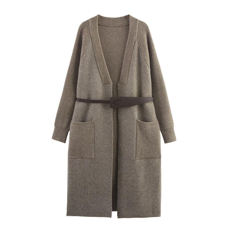 Damen Strickmantel mit eleganter Taillierung und praktischen Taschen R&B