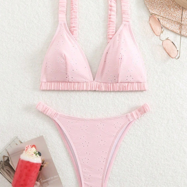 Damen Triangel-Bikini-Set mit verspieltem Rüschendesign R&B