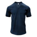 Herren nan strukturiertes V-Ausschnitt-Rippjersey-Shirt mit kurzem Arm und körpernaher Passform R&B