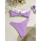 Damen Bandeau-Bikini mit dekorativen Blumendetails und hohem Beinausschnitt R&B