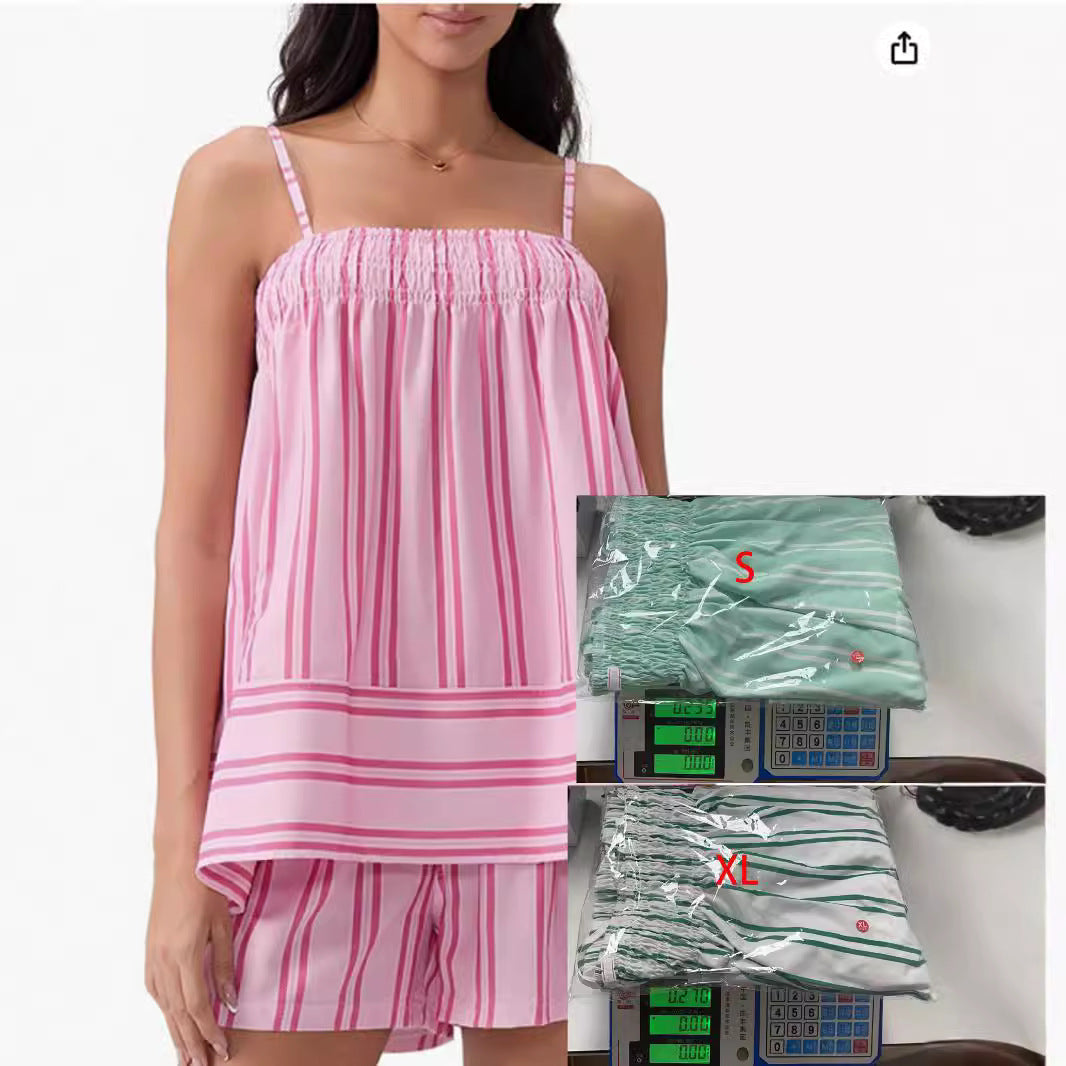 Damen Lässiges Schlafanzug-Set mit verstellbaren Trägern und asymmetrischem Saum R&B
