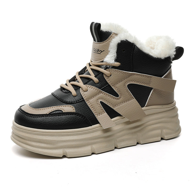 Damen modische High-Top Sneakers mit kuscheligem Innenfutter und robustem Profil R&B