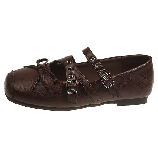 Damen Ballerinas mit verstellbaren Riemchen und süßem Schleifendesign R&B