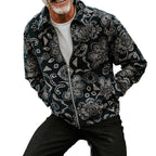 Herren Zip-Jacke mit floralem Design und praktischen Taschen