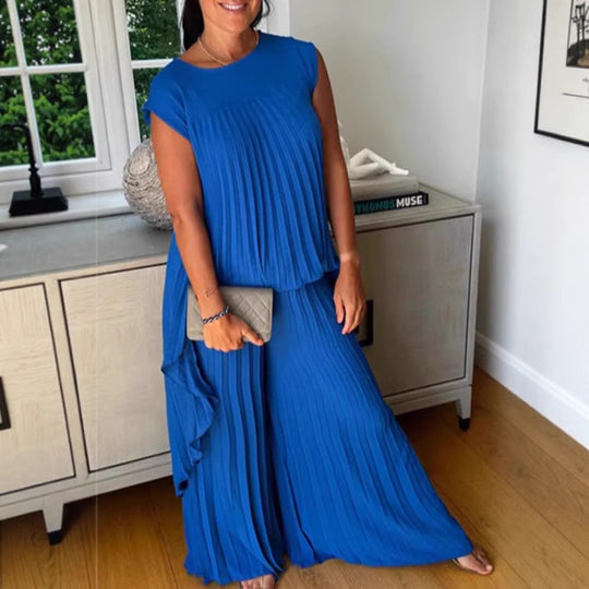 Damen Plissee Maxikleid mit elegantem Schnitt und fließender Silhouette R&B