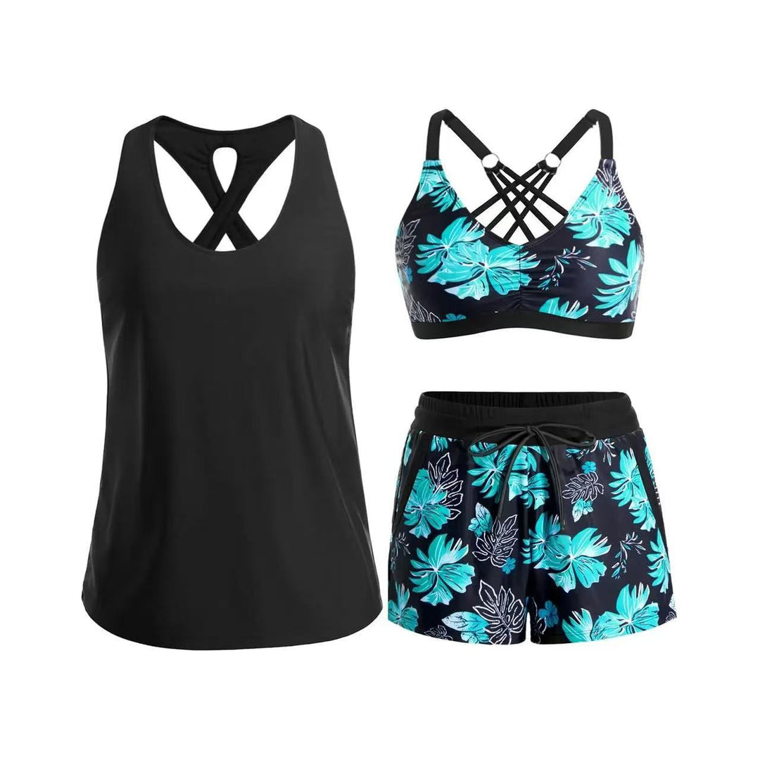 Damen Sport-Badeanzug-Set mit modischem Racerback und Shorts R&B