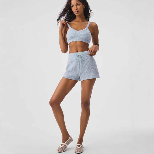 Damen lässiges Freizeit-Set aus Strukturstrick R&B
