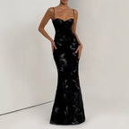 Damen figurbetontes Abendkleid mit floralem Stickdesign und hochwertigem Stoff R&B