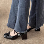 Damen Elegante Pumps mit zarter Schleifenverzierung und glitzernder Oberfläche R&B