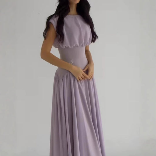 Damen Maxikleid mit eleganter Raffung und femininen Akzenten R&B