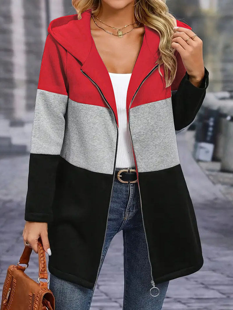 Damen Sportliche Übergangsjacke mit hohem Kragen und farblich abgesetztem Design R&B