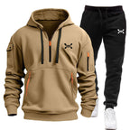 R&B Herren Hoodie-Trainingsanzug mit Reißverschlusstaschen