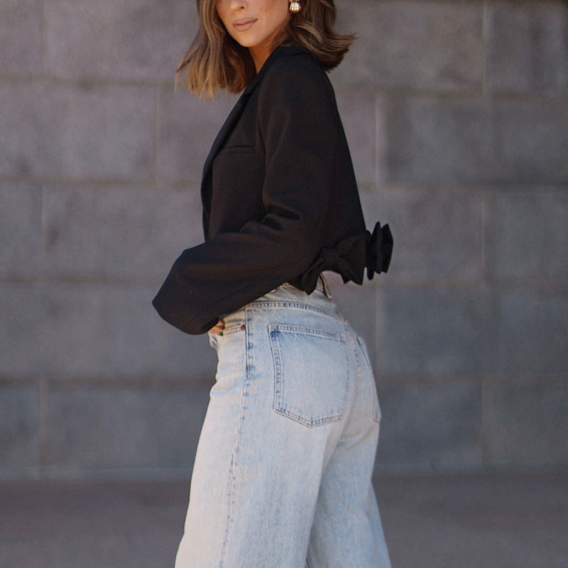 Damen cropped Blazerjacke mit Rüschendetails und schickem Schnitt R&B