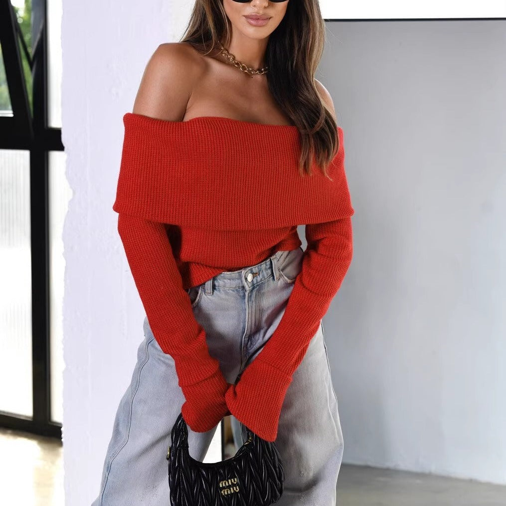 Damen Off-Shoulder Strickpullover mit eleganter Passform R&B