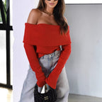 Damen Off-Shoulder Strickpullover mit eleganter Passform R&B