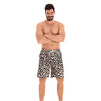 Herren Badeshorts im modernen Leopardenmuster mit verstellbarem Bund R&B