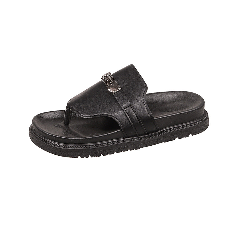 Damen Coole Zehentrenner-Sandalen mit modischem Riemen und ergonomischem Fußbett R&B