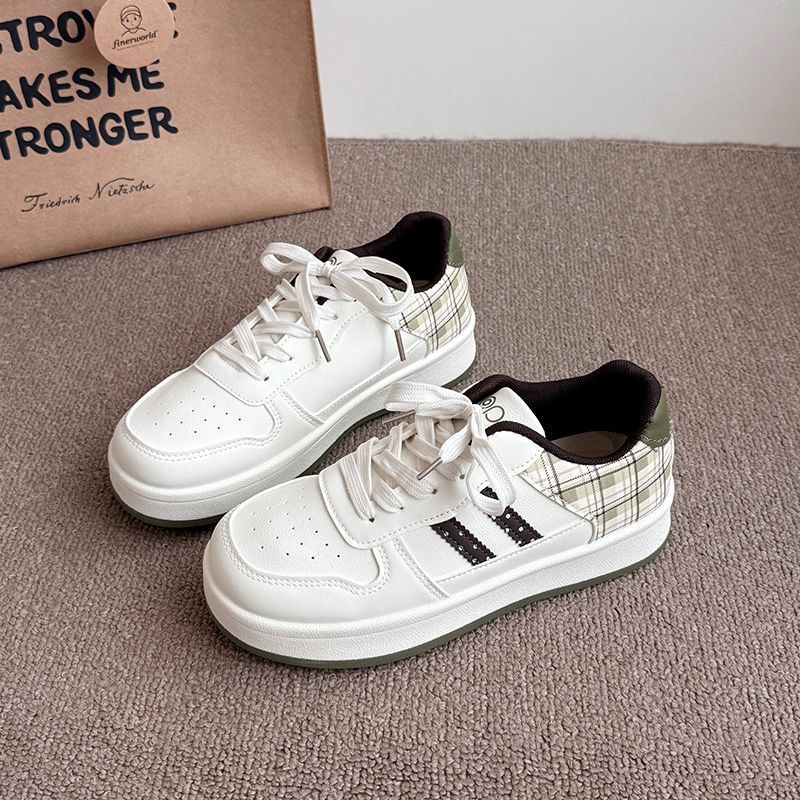 Damen modische Sneakers mit kariertem Einsätzen und gepolsterter Sohle