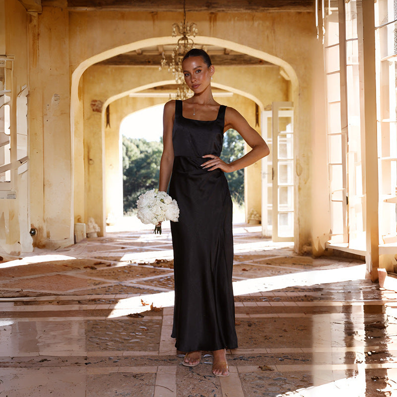 Damen Elegantes Maxikleid mit schmalen Trägern und seitlichem Schlitz R&B