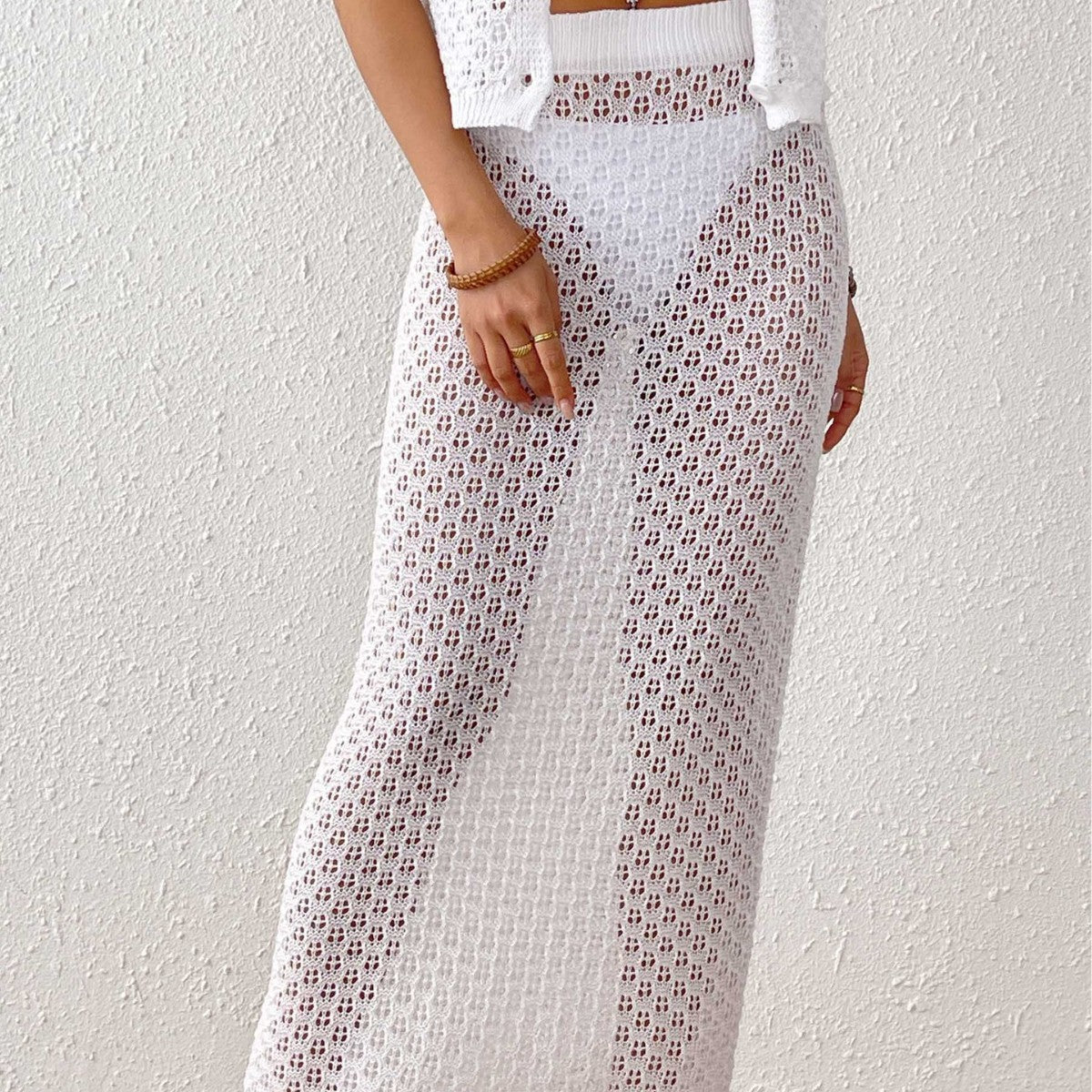 Damen Midikleid aus lockerem Häkelmaterial R&B