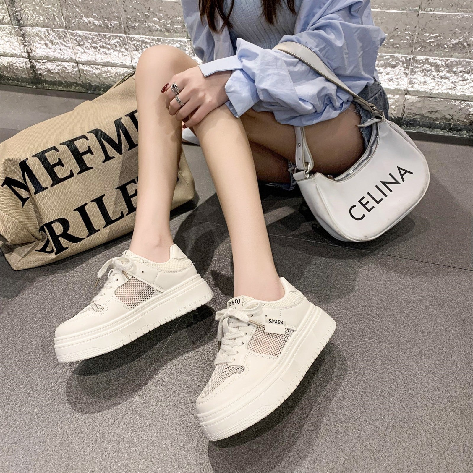 Damen Trendige Sneakers im sportlichen Design mit atmungsaktiver Mesh-Oberfläche