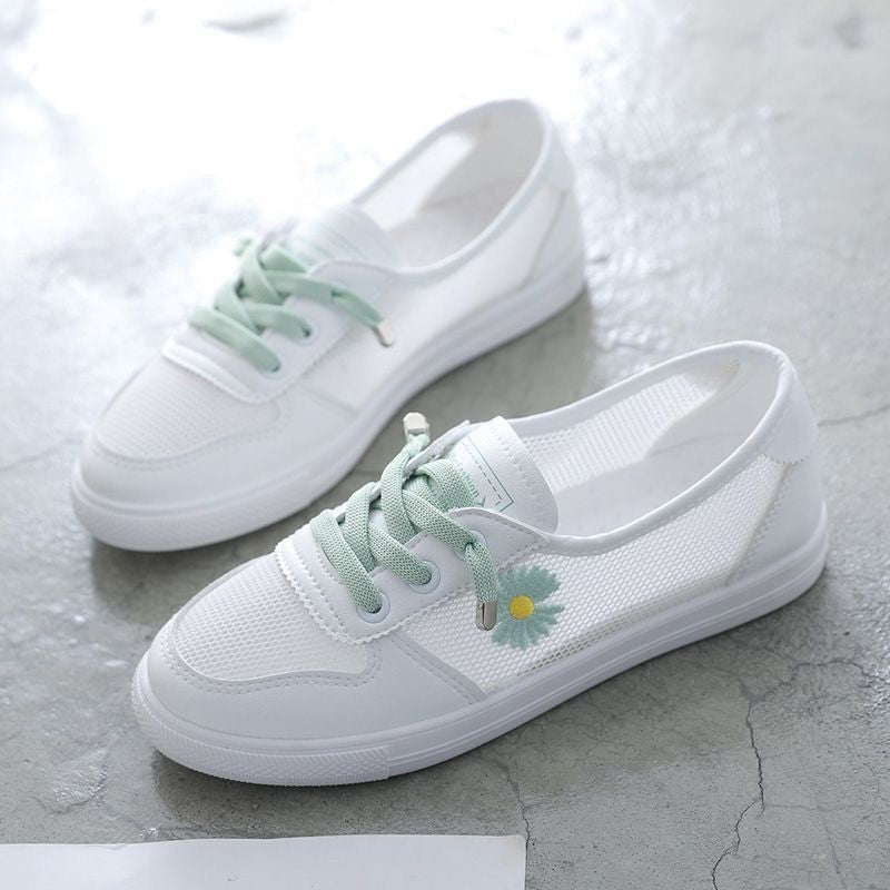Damen Sportliche Sneakers mit atmungsaktiver Mesh-Oberfläche und floralem Detail