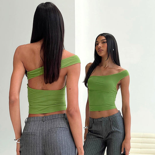 Damen trendiges Neckholder-Top mit elegantem V-Ausschnitt und figurschmeichelndem Schnitt R&B