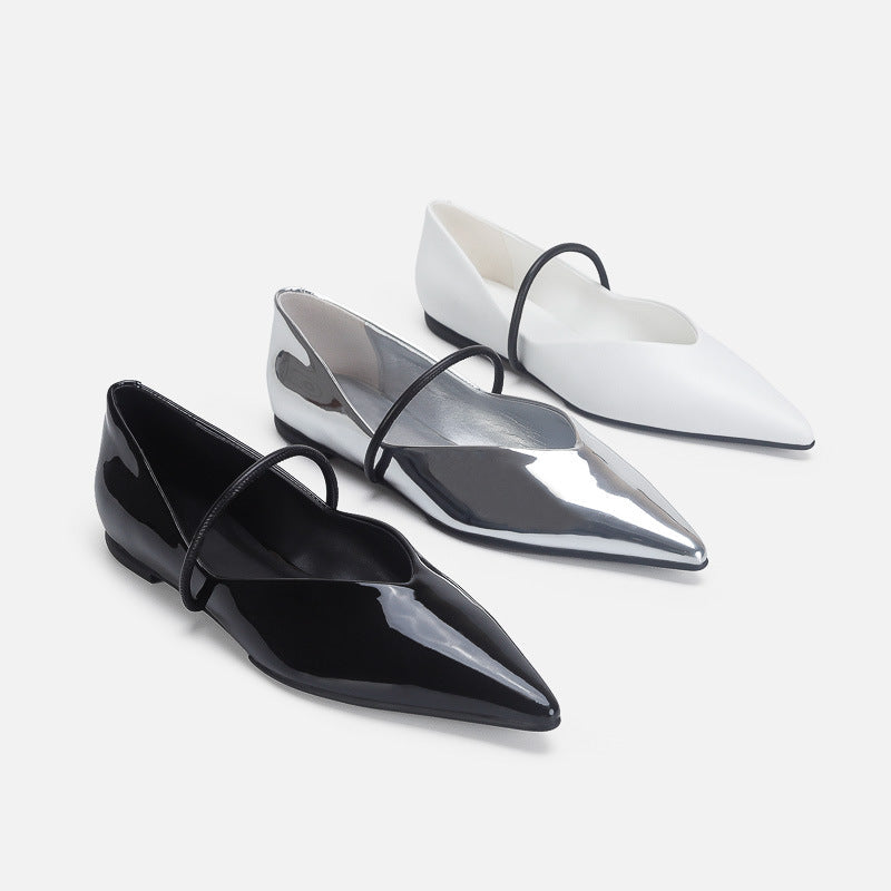 Damen Elegante und moderne Ballerinas mit asymmetrischem Riemen R&B