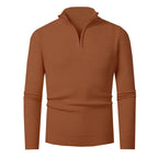 Herren nan Feinstrick-Halbzip-Pullover mit strukturierter Wellenoptik und Stehkragen R&B