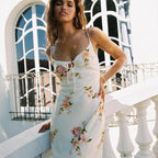 Damen Maxikleid mit floralem Design und verstellbaren Spaghettiträgern R&B