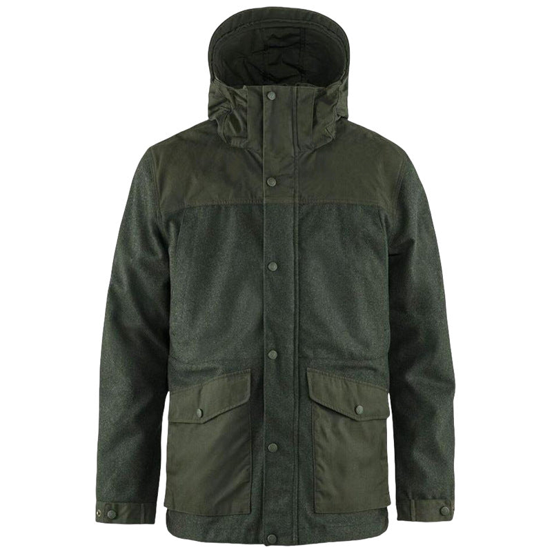Herren funktionale Winterjacke mit abnehmbarem Kapuzenkragen und großen Taschen