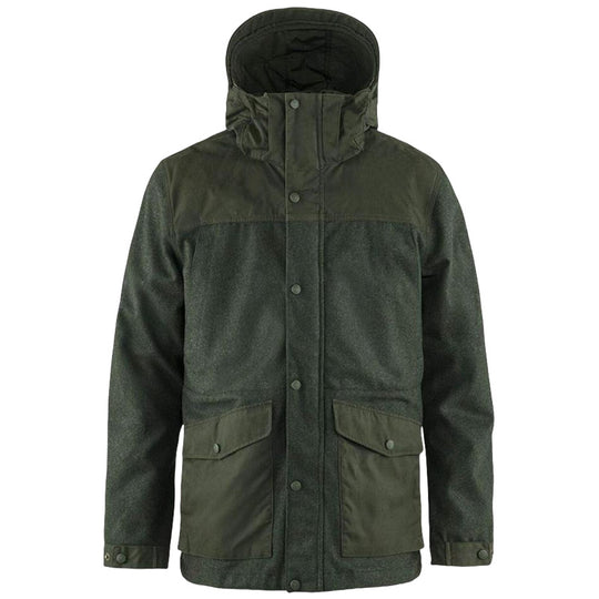 Herren funktionale Winterjacke mit abnehmbarem Kapuzenkragen und großen Taschen R&B