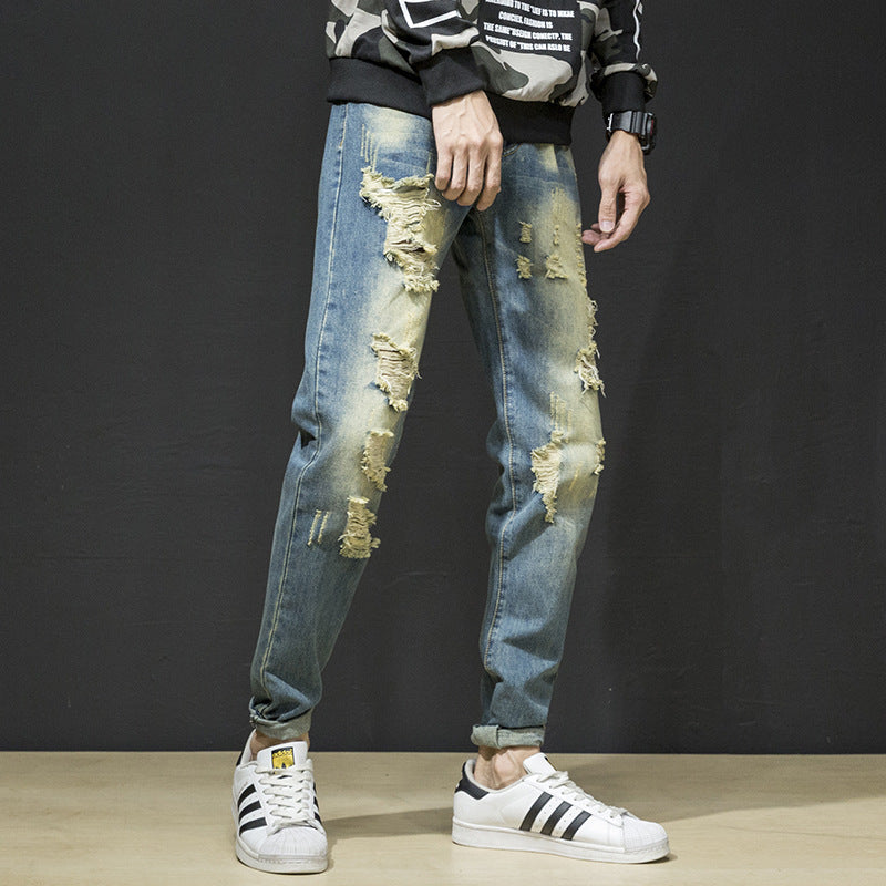 Herren Ripped Slim Fit Jeans im lässigen Streetstyle R&B
