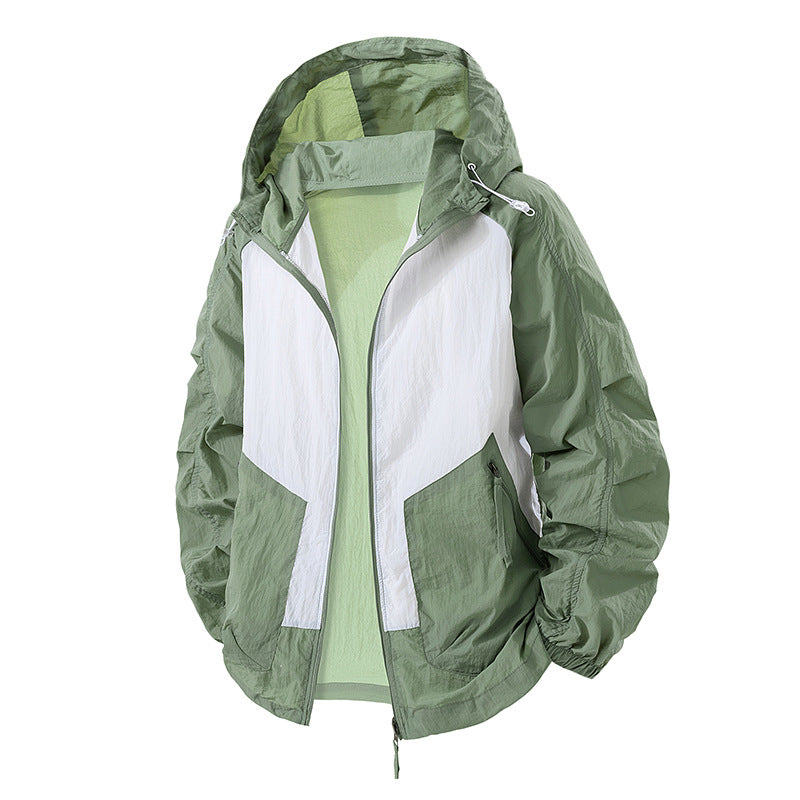 Damen leichte Windbreaker-Jacke mit verstellbarem Kapuzenkragen und atmungsaktiven Eigenschaften R&B