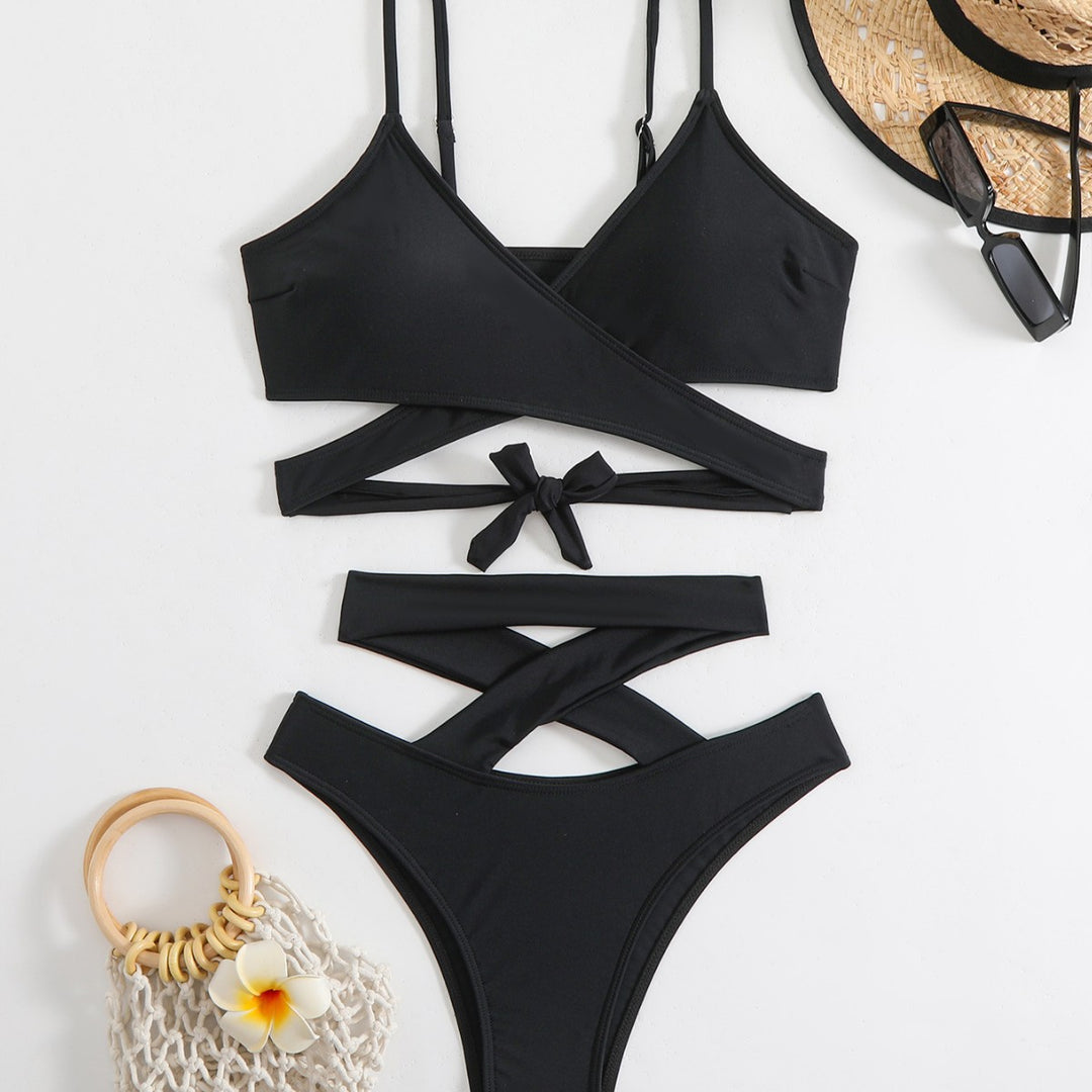 Damen Bikini-Set mit elegantem Wickeldesign und verstellbaren Trägern R&B