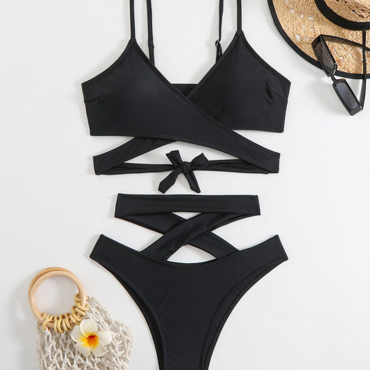 Damen Bikini-Set mit elegantem Wickeldesign und verstellbaren Trägern R&B