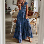 Damen Maxikleid mit raffiniertem Schnitt und verspieltem Volant R&B