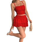 Damen Sommerliches Crop-Top und Mini-Rock Set R&B