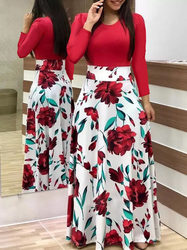Damen Elegantes Maxikleid mit grafischem Druck und flexiblem Bund R&B