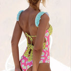 Damen Einteiliger Badeanzug mit floralem Cut-Out-Design und aufregenden Trägerdetails R&B