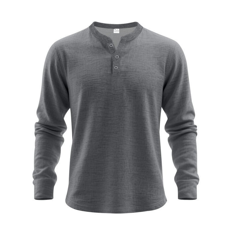 Herren Langarm-Henley-Shirt aus weichem Baumwollmix R&B