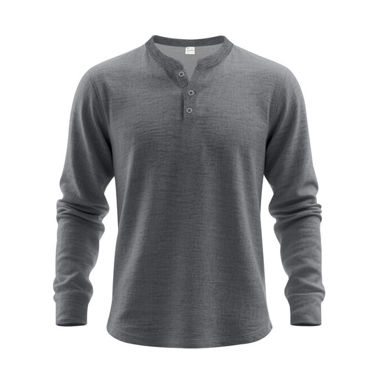 Herren Langarm-Henley-Shirt aus weichem Baumwollmix R&B