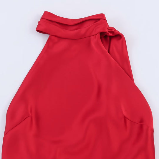 Damen Lange Abendrobe mit elegantem Kragen und Spitzenakzenten R&B