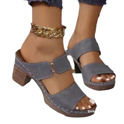 Damen bequeme und stilvolle Blockabsatz-Sandalen R&B