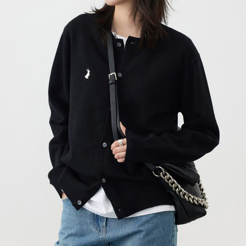Damen weiche Strickjacke mit feinen Knopfdetails und elegantem Design R&B