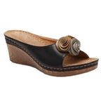 Damen Wedge-Pantoletten mit floralen Akzenten und gepolsterter Sohle R&B