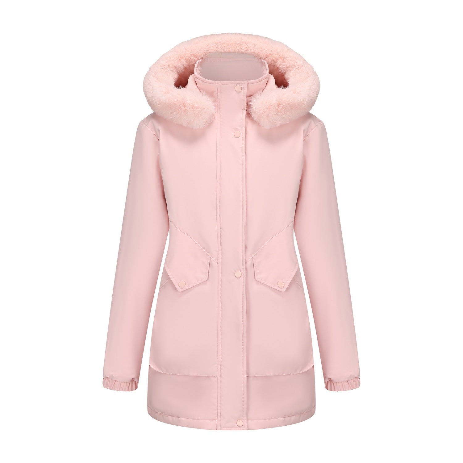 Damen wasserabweisende Parkajacke mit kuscheligem Kunstfellkragen